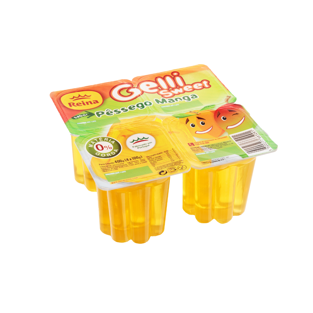 Gelatina Gelli Sweet Pêssego Manga Reina 4x100g
