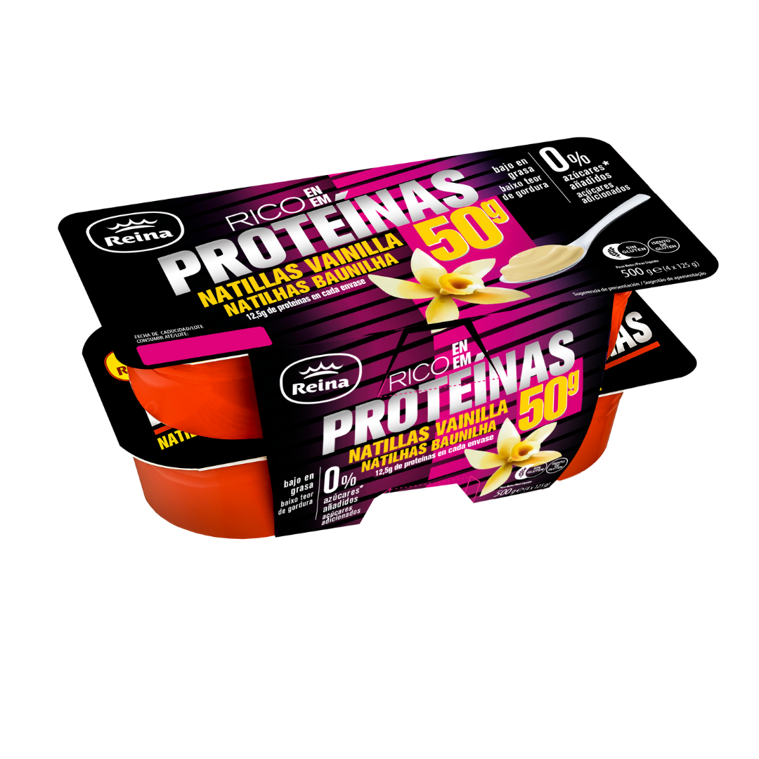 Natilhas de Baunilha Rico em Proteína Reina  4x125g