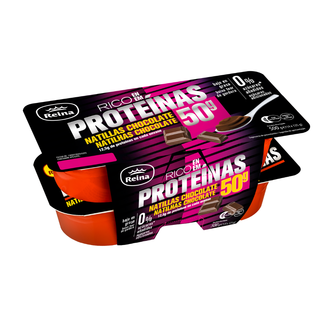 Natilhas de Chocolate Rico em Proteína Reina  4x125g
